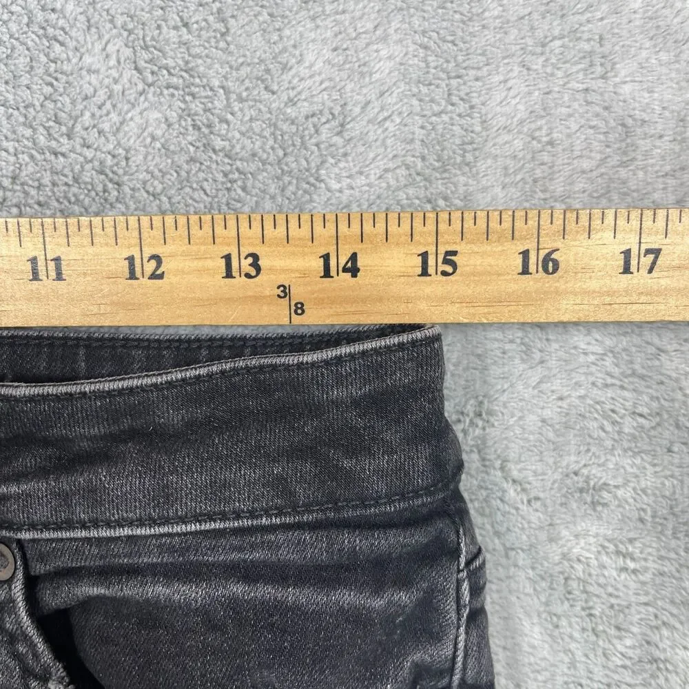 American Eagle Outfitters Mens 30x34 Black Denim Stretch Distressed Straight Leg